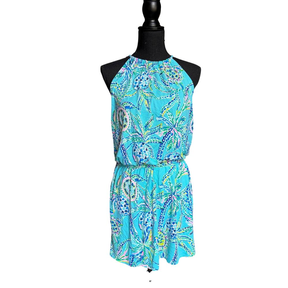 Lilly Pulitzer Gianni Skort Romper (Bermuda Blue Turtle) - Medium